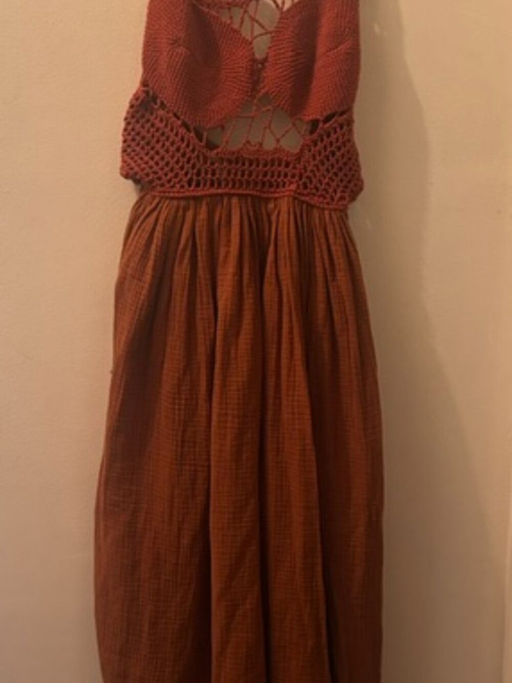 Anthropologie x Tach Soleil Crochet Backless Tie Netting Crochet Top Maxi Dress - Picture 6 of 16